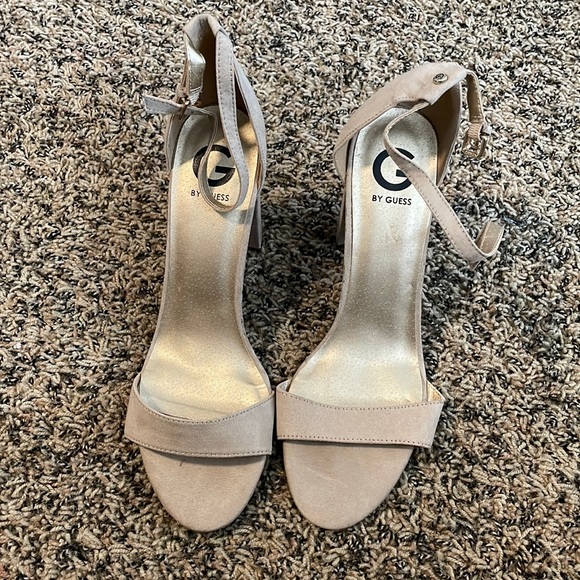 G by Guess Shoes - Womens tan suede high heeled sandals, guess brand, size 10
